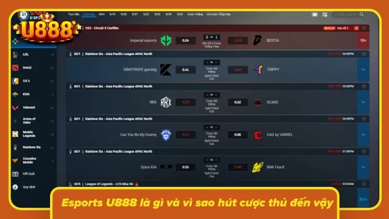 Sảnh kèo esports sôi động với các trận đấu diễn ra liên tục
