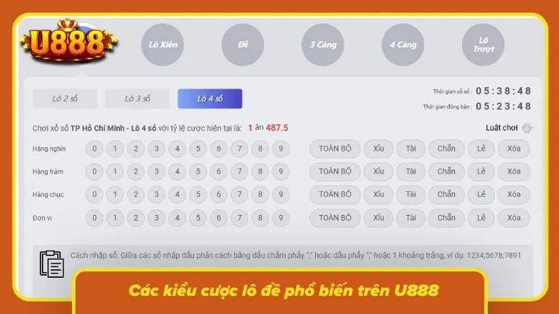 Giao diện cửa cược giúp nhận biết từng kiểu lựa chọn nhanh chóng