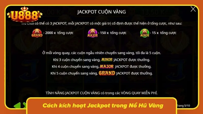Hiệu ứng hũ vàng nổi bật khi điều kiện thưởng được kích hoạt
